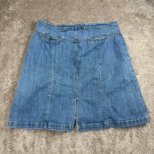Jones Sport Denim Skirt Size 14 Denim Stretch A-Line Knee Length Blue Jean 90s